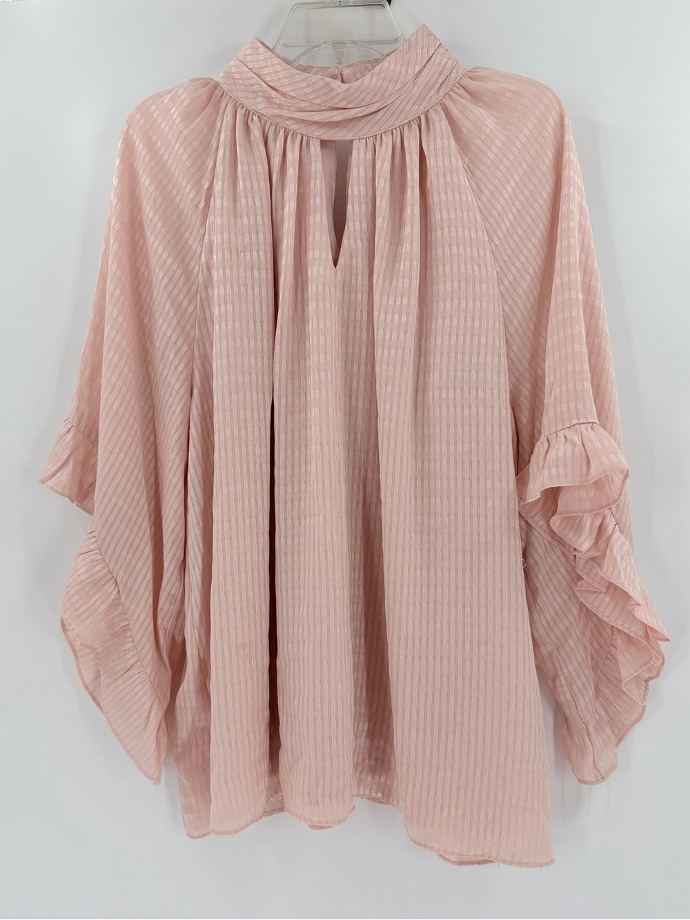 NWT Vince Camuto Pink Mock Neck Ruffle Sleeve Blouse Top 2X - Picture 3 of 10